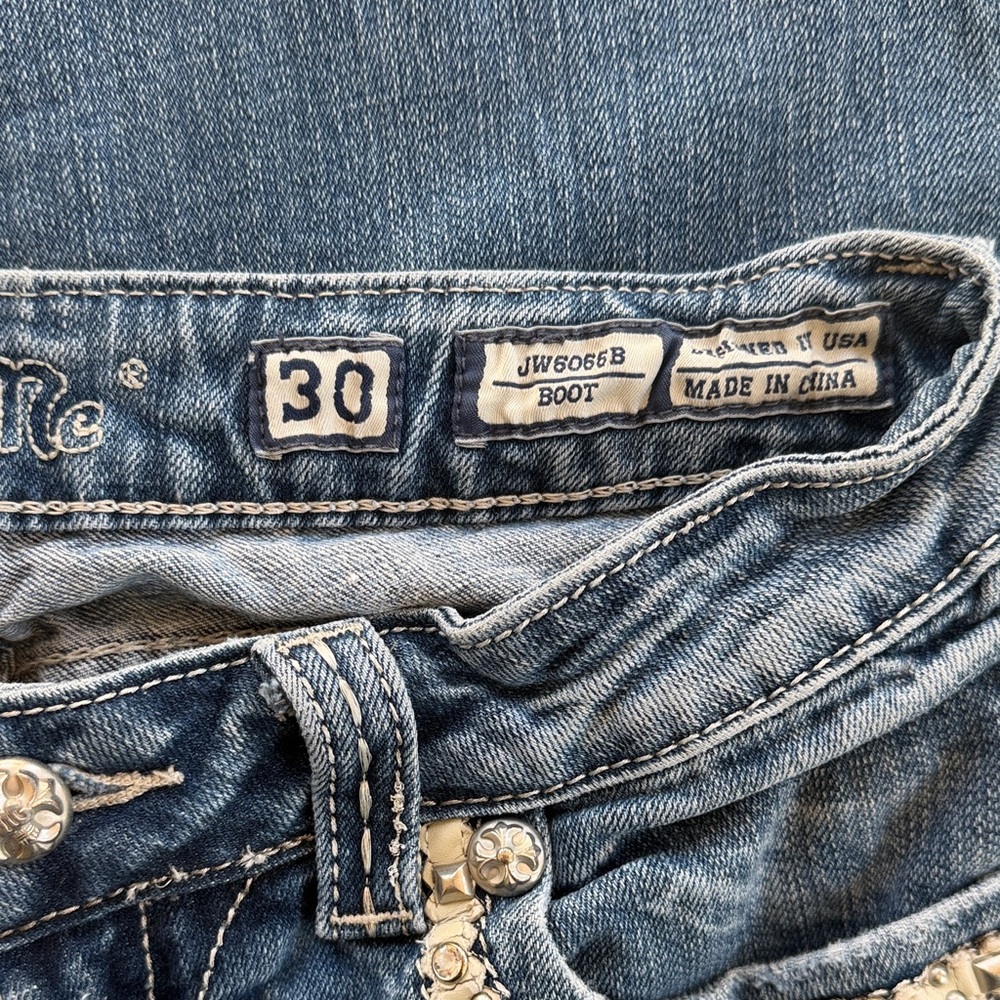 Miss Me Embellished Blue Denim Jeans. Size 30. Inseam: 33 inches. - Picture 3 of 6
